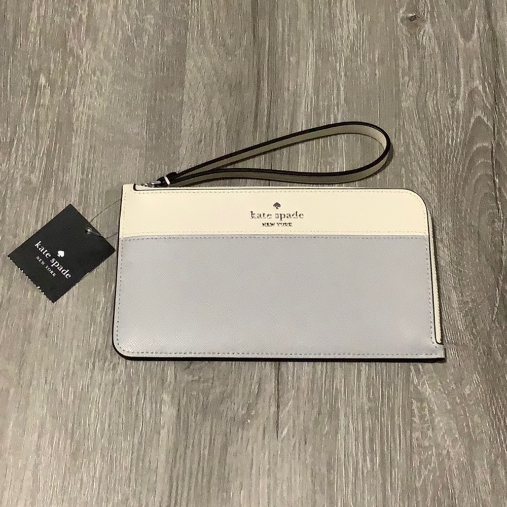 Kate Spade Gray and white colorblock wristlet Wallet